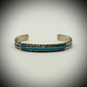 Sterling Silver Turquoise Cuff — Signed NASTACIO